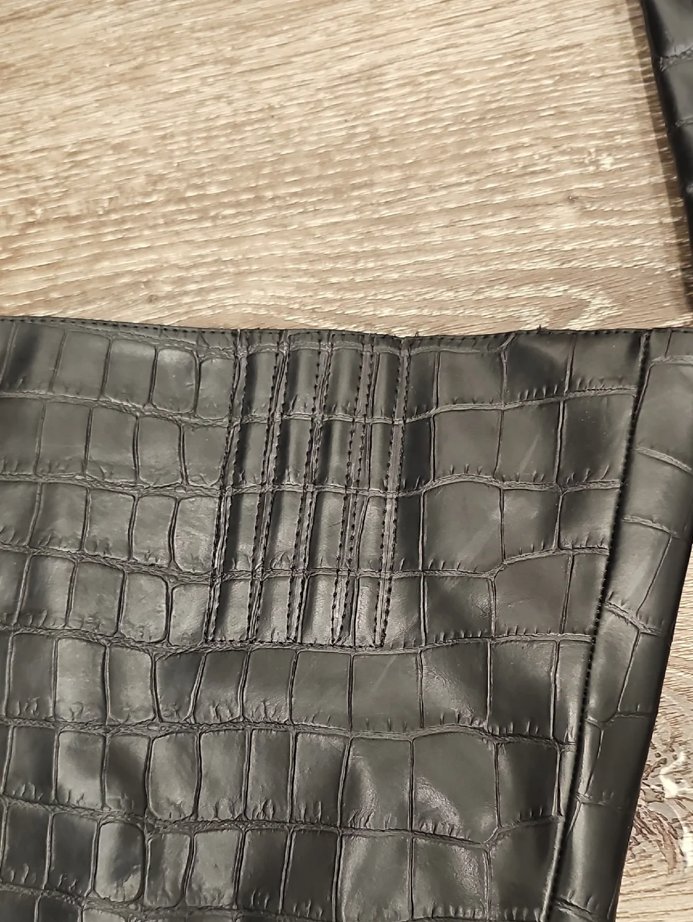 [NEW] Black Croc-Embossed THIGH BOOTS (way over knee) Chunky Heeled Boots SZ 8